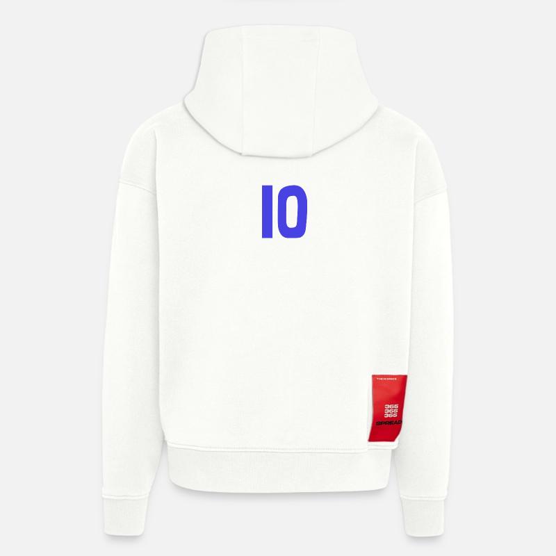 10. 10 ANS. 10e ANNIVERSAIRE. ANNIVERSAIRE 10 ANS. - Sweat à capuche bio épais oversize fabriqué en UE - OFF WHITE