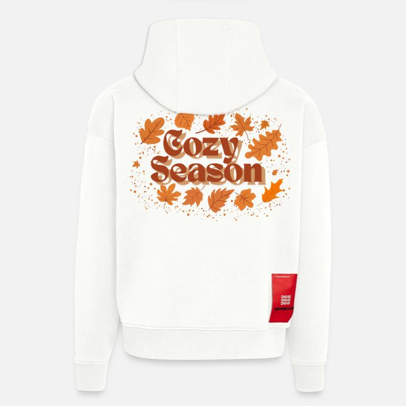 Automne Confortable Saison Motif Design - Sweat à capuche bio épais oversize fabriqué en UE - OFF WHITE