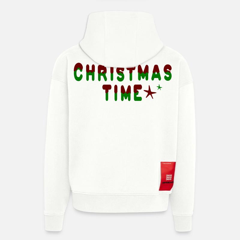 Période de Noël - Sweat à capuche bio épais oversize fabriqué en UE - OFF WHITE