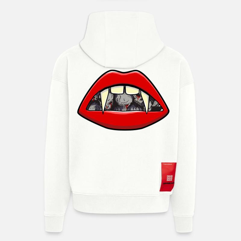 Halloween Vampire Bouche Sangsue Vampire - Sweat à capuche bio épais oversize fabriqué en UE - OFF WHITE