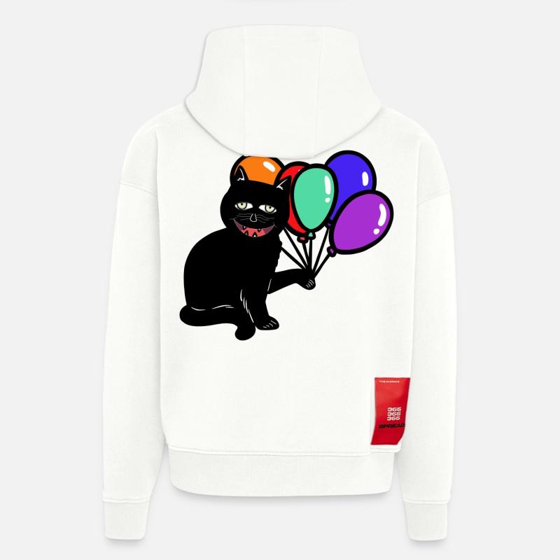 Halloween Chat Chats Chat - Sweat à capuche bio épais oversize fabriqué en UE - OFF WHITE