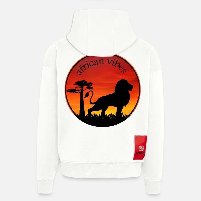 Lion 1 - Sweat à capuche bio épais oversize fabriqué en UE - OFF WHITE