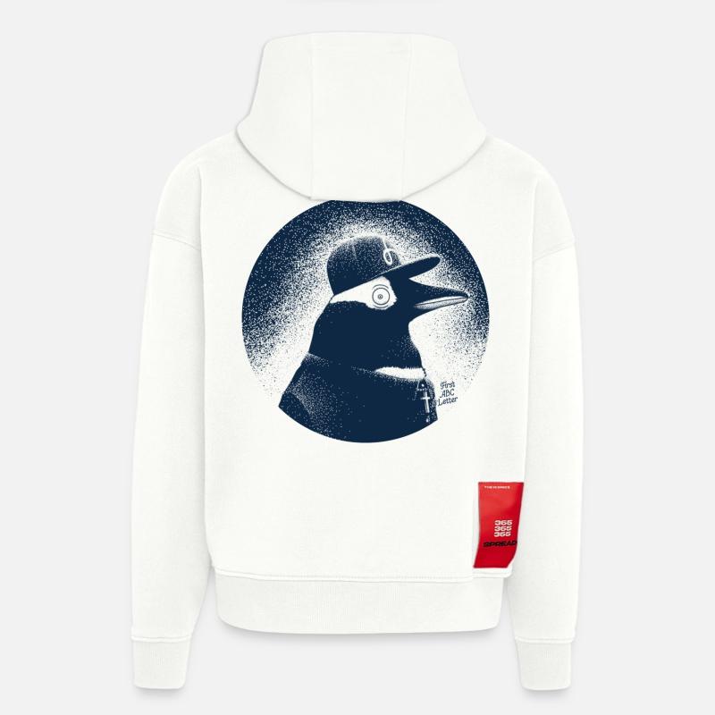 Pinguin dressed in black - Sweat à capuche bio épais oversize fabriqué en UE - OFF WHITE