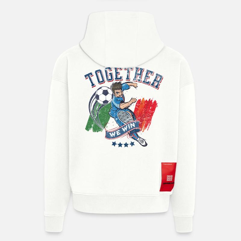 Together we win - Sweat à capuche bio épais oversize fabriqué en UE - OFF WHITE