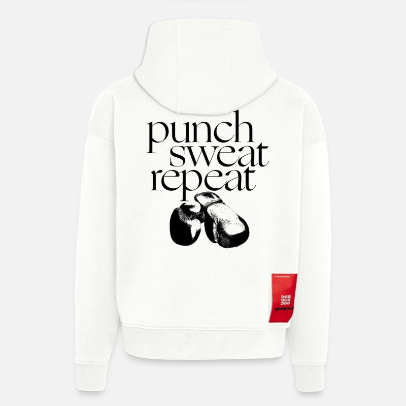 PUNCH SWEAT REPEAT - Sweat à capuche bio épais oversize fabriqué en UE - OFF WHITE