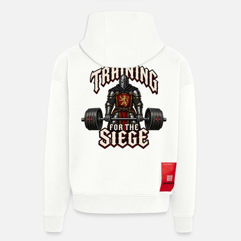 Entraînement au siège des chevaliers - Sweat à capuche bio épais oversize fabriqué en UE - OFF WHITE