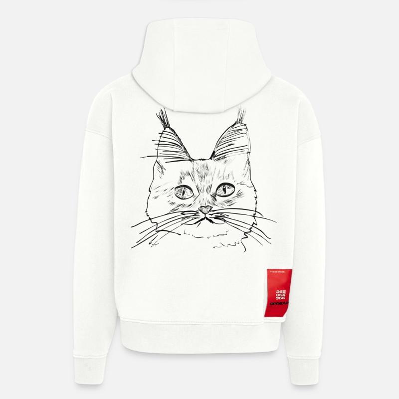 Chat de race - Sweat à capuche bio épais oversize fabriqué en UE - OFF WHITE