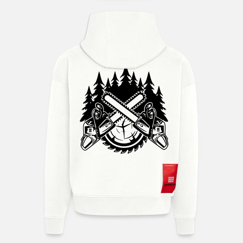 Tronçonneuses - Sweat à capuche bio épais oversize fabriqué en UE - OFF WHITE