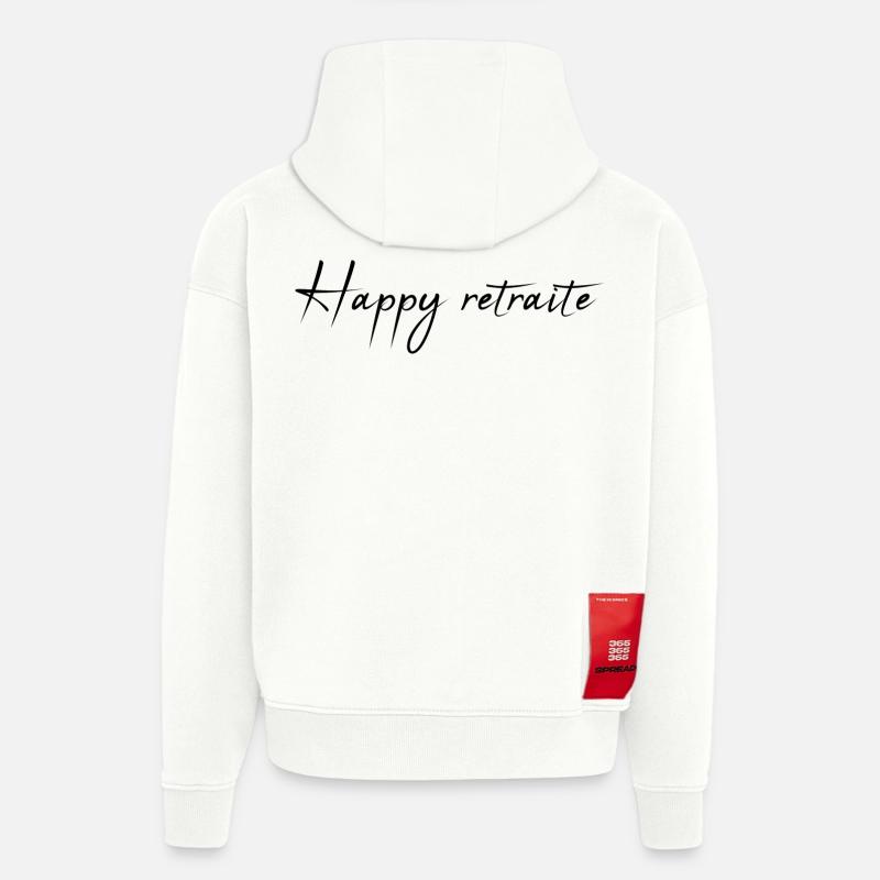 RETRAITE. RETRAITE. RETRAITEE. RETRAITE - Sweat à capuche bio épais oversize fabriqué en UE - OFF WHITE