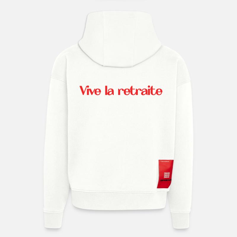 RETRAITE. RETRAITE. RETRAITEE. RETRAITE - Sweat à capuche bio épais oversize fabriqué en UE - OFF WHITE