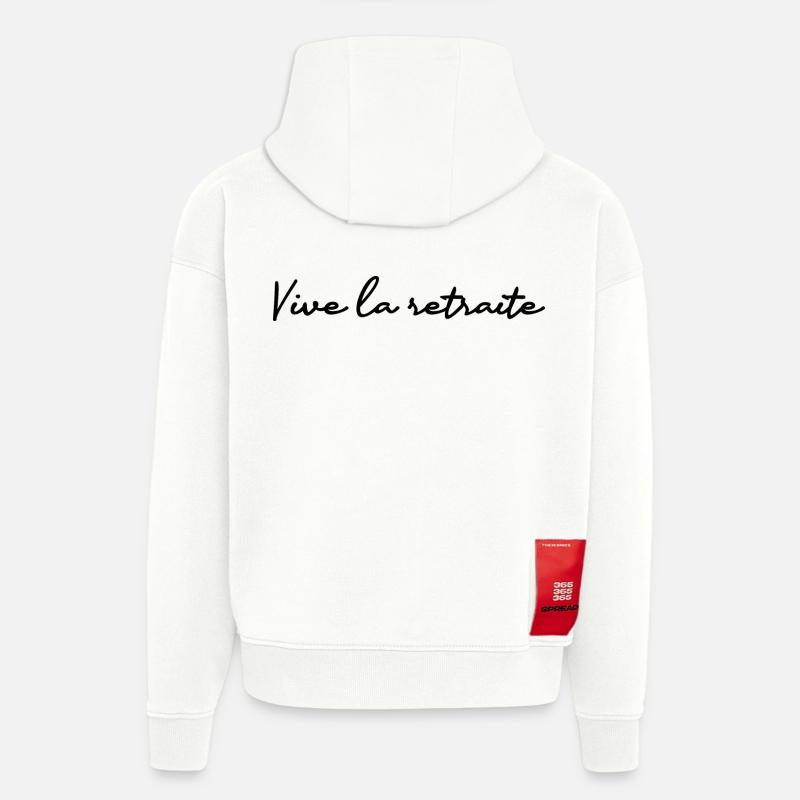 RETRAITE. RETRAITE. RETRAITEE. RETRAITE - Sweat à capuche bio épais oversize fabriqué en UE - OFF WHITE