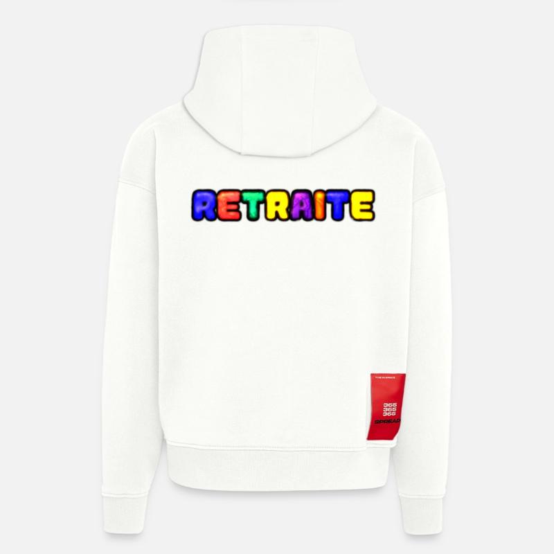 RETRAITE. RETRAITE. RETRAITEE. RETRAITE - Sweat à capuche bio épais oversize fabriqué en UE - OFF WHITE