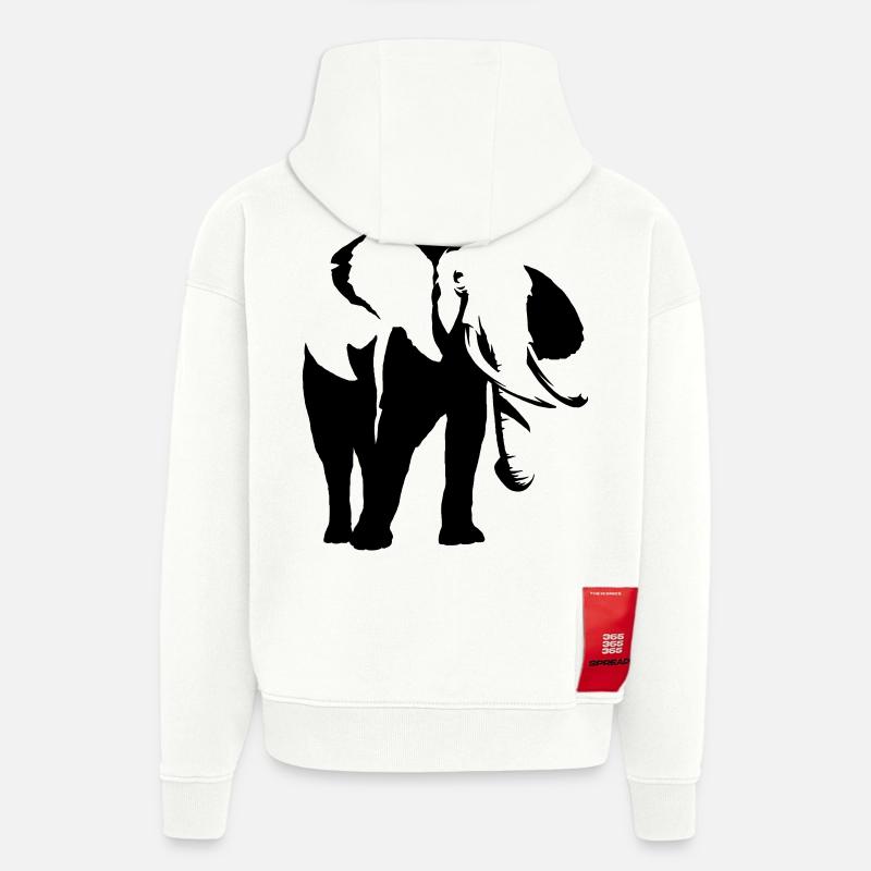 Eléphant d’Afrique - Sweat à capuche bio épais oversize fabriqué en UE - OFF WHITE