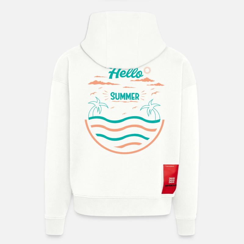 Conception de plage de palmiers d’été - Sweat à capuche bio épais oversize fabriqué en UE - OFF WHITE
