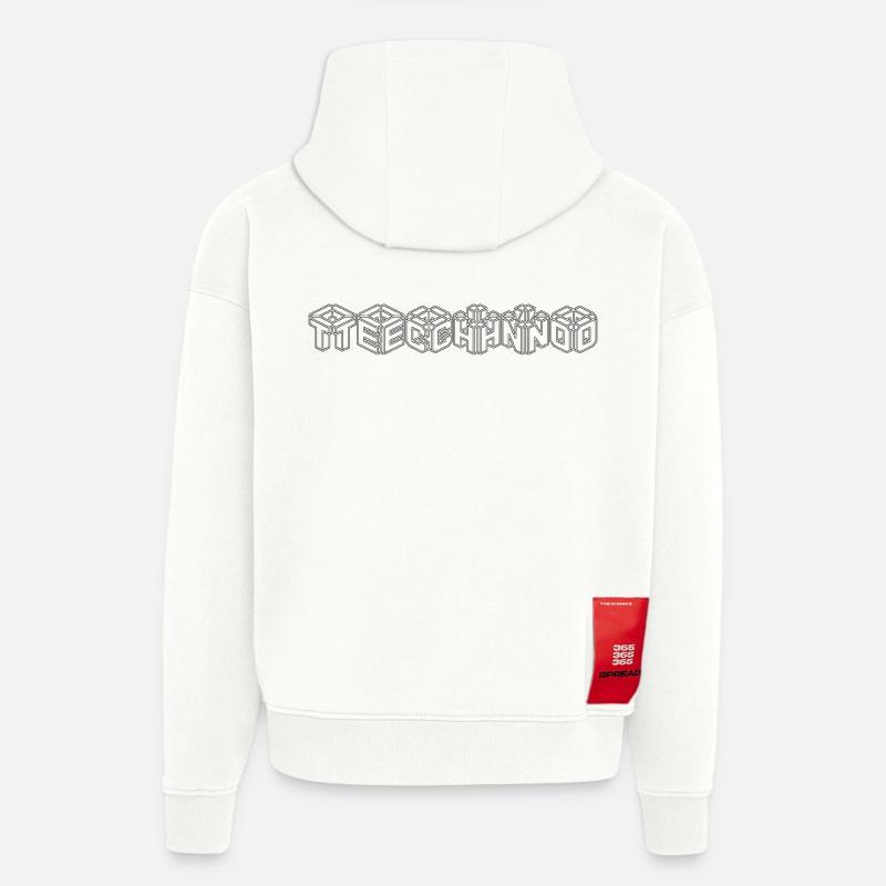 techno1 - Sweat à capuche bio épais oversize fabriqué en UE - OFF WHITE