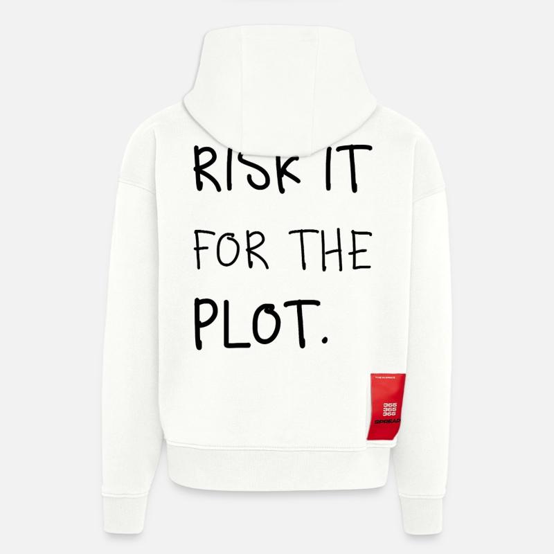 Risk It for the Plot – Écriture manuscrite - Sweat à capuche bio épais oversize fabriqué en UE - OFF WHITE