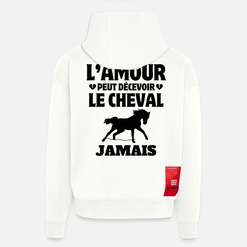 cheval, fan de cheval, cavalier - Sweat à capuche bio épais oversize fabriqué en UE - OFF WHITE