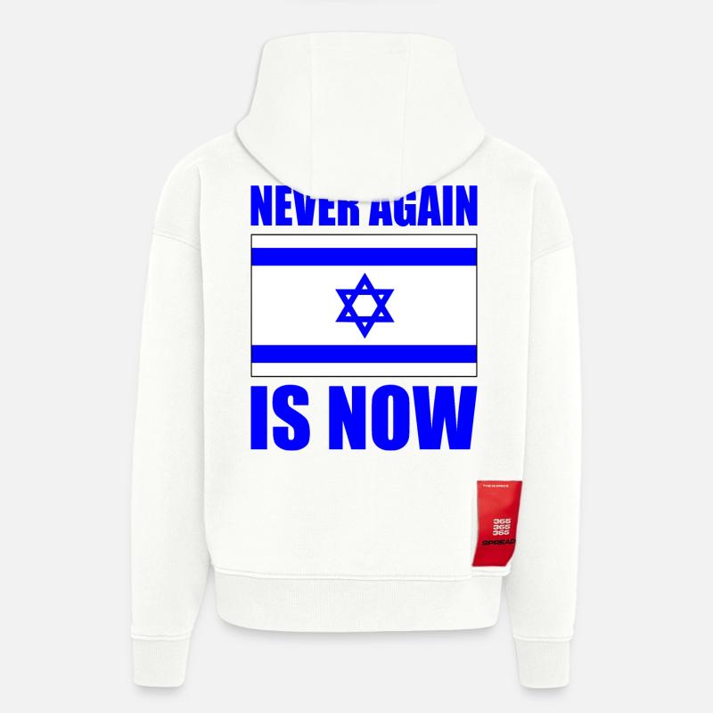 Never again is now - Sweat à capuche bio épais oversize fabriqué en UE - OFF WHITE