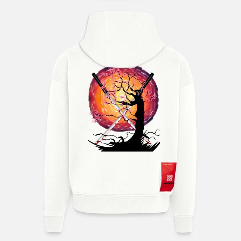 Katana Japon Samouraï épée épée - Sweat à capuche bio épais oversize fabriqué en UE - OFF WHITE