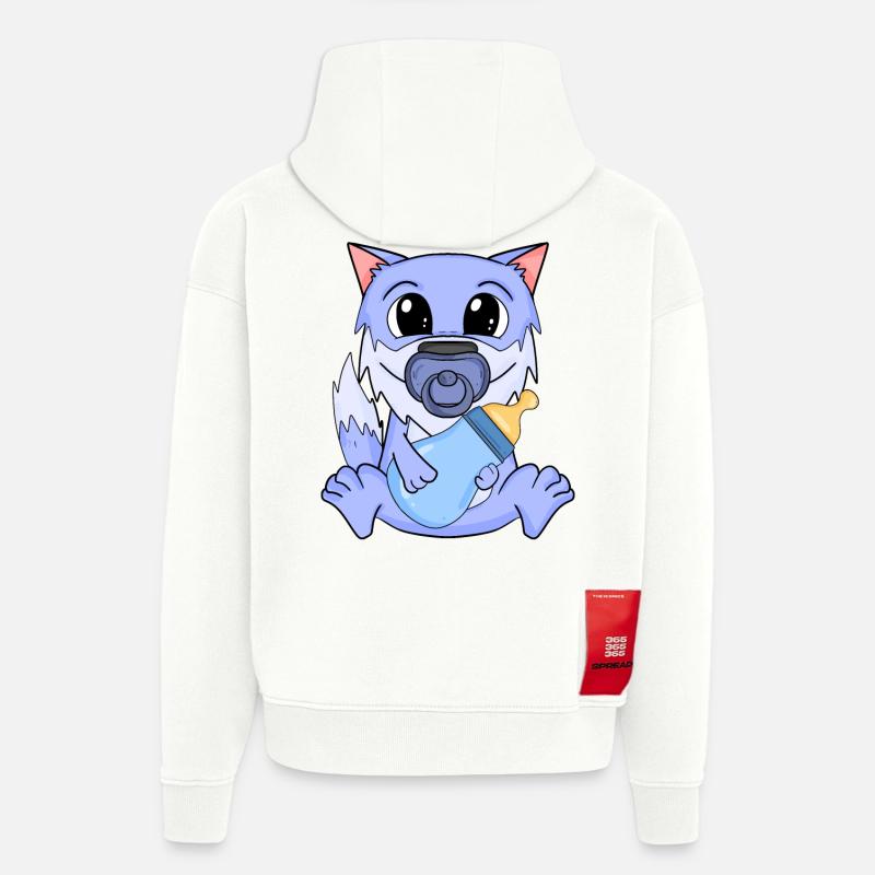 Bébé Loup - Sweat à capuche bio épais oversize fabriqué en UE - OFF WHITE