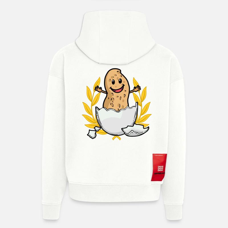 Hourra Cacahuète Naissance Naissance Parents - Sweat à capuche bio épais oversize fabriqué en UE - OFF WHITE