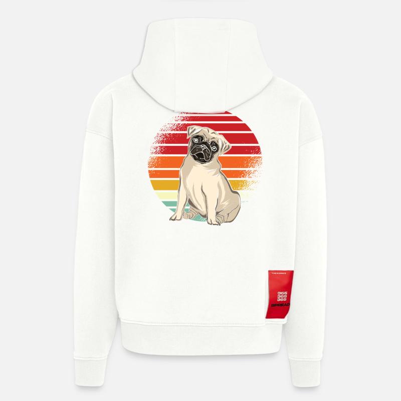 Mops Retro - Hoodie- made by SPREAD  - OFF WHITE
