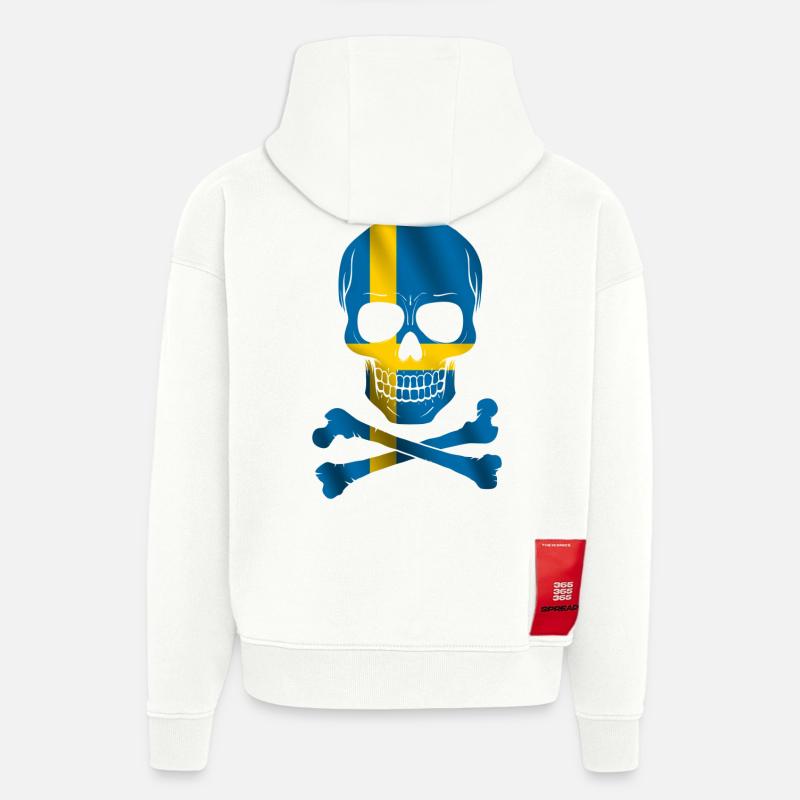Drapeau de la Suède - Sweat à capuche bio épais oversize fabriqué en UE - OFF WHITE