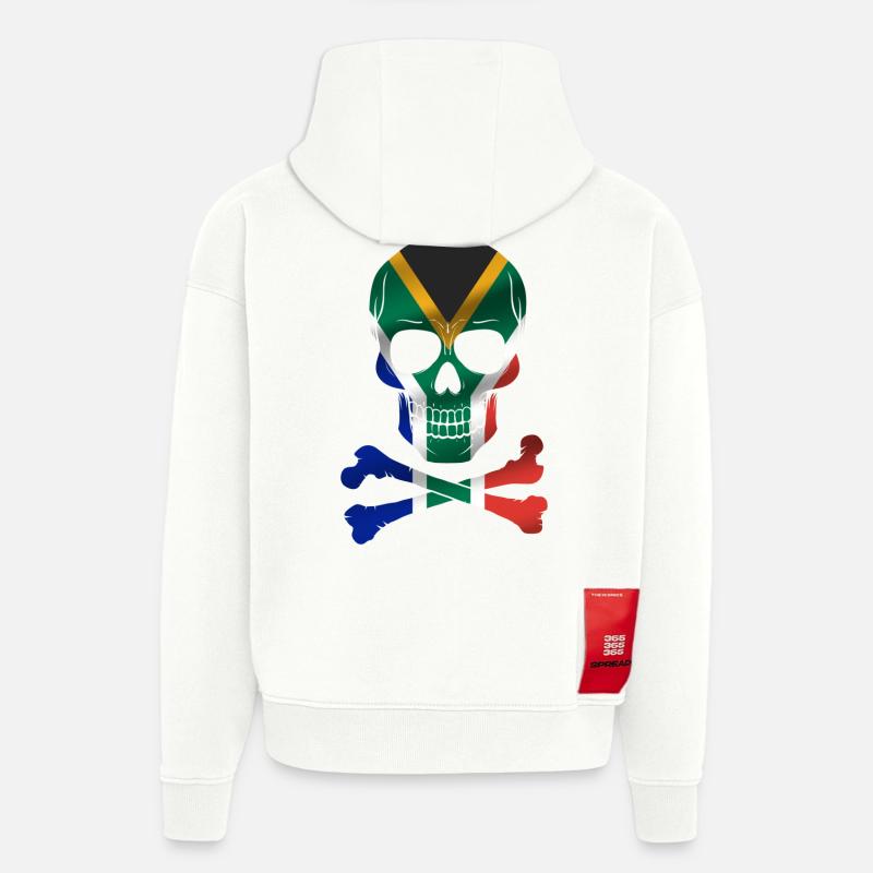 Drapeau de l’Afrique du Sud - Sweat à capuche bio épais oversize fabriqué en UE - OFF WHITE