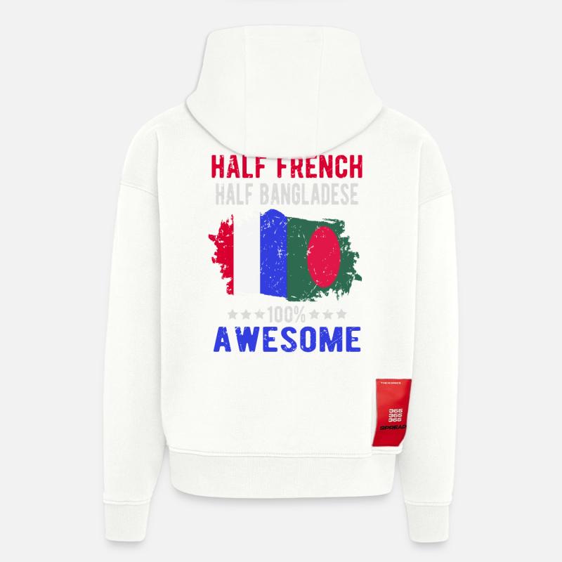 Moitié Français moitié bangladais - Sweat à capuche bio épais oversize fabriqué en UE - OFF WHITE