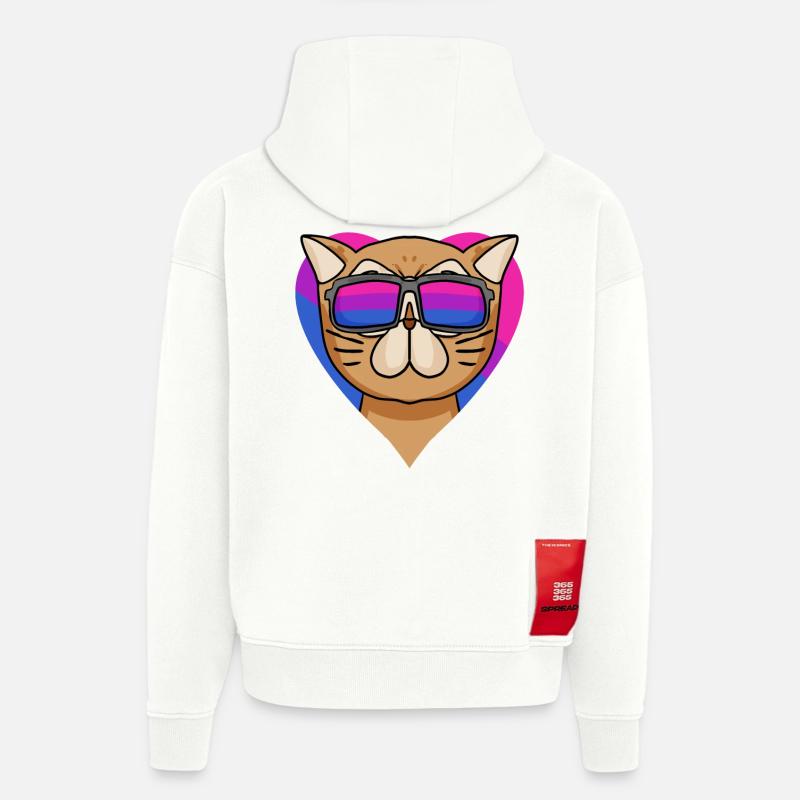 Cadeau de chat persan bisexuel - Sweat à capuche bio épais oversize fabriqué en UE - OFF WHITE