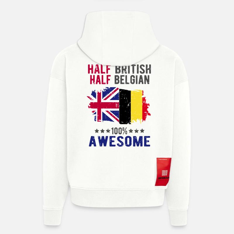Halb Brite Halb Belgier - Hoodie- made by SPREAD  - OFF WHITE