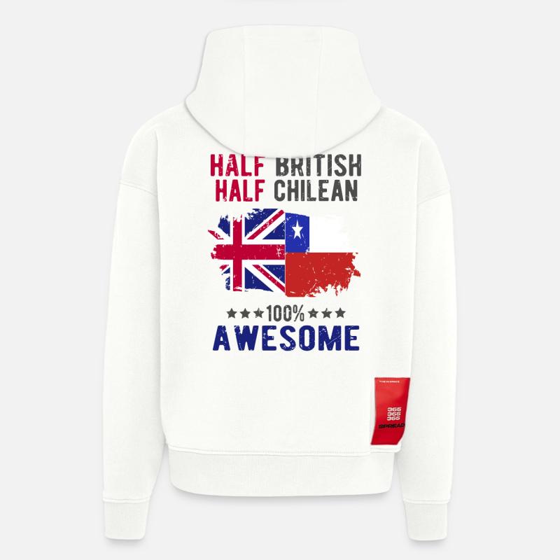 Moitié britannique moitié chilien - Sweat à capuche bio épais oversize fabriqué en UE - OFF WHITE