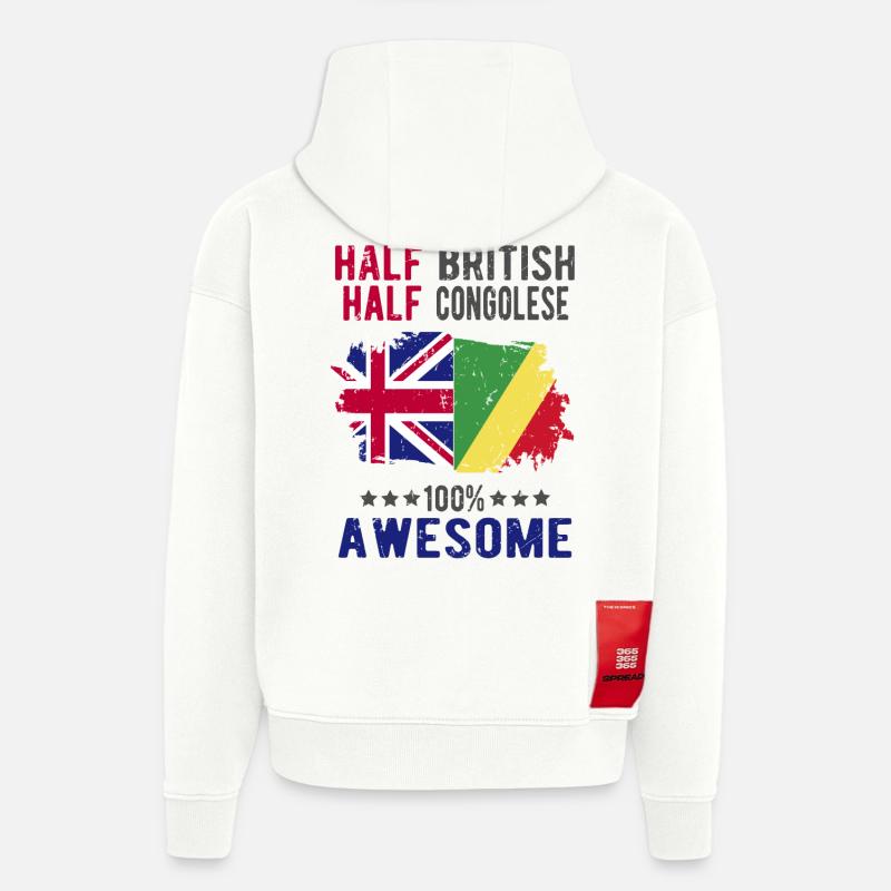 Half British Half Congolese - Hoodie- made by SPREAD - OFF WHITE