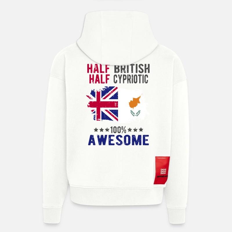 Half British Half Cypriot - Hoodie- made by SPREAD  - OFF WHITE