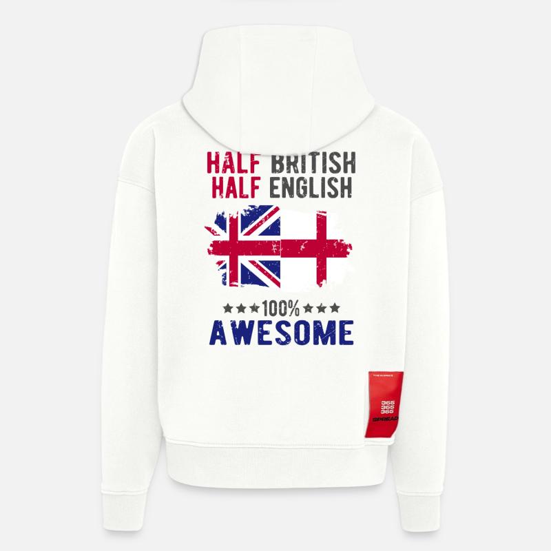 Half British Half English - Hoodie- made by SPREAD  - OFF WHITE
