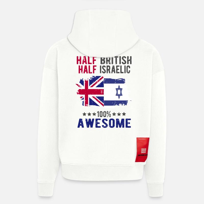 Half British Half Isreali - Hoodie- made by SPREAD  - OFF WHITE