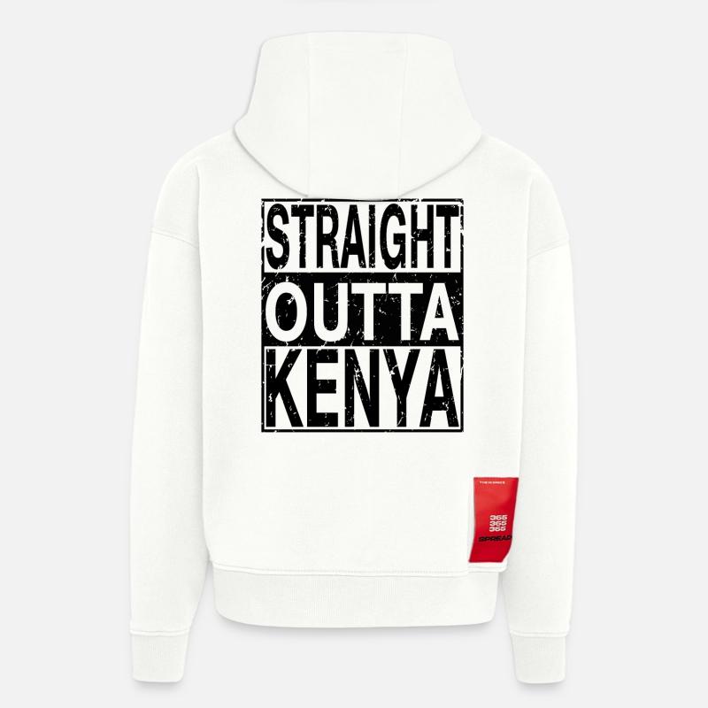 Kenya Straight outta Kenya - Sweat à capuche bio épais oversize fabriqué en UE - OFF WHITE