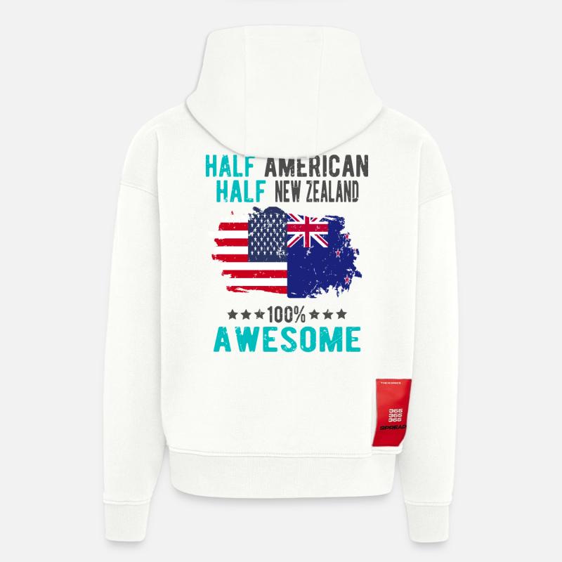Moitié américain moitié néo-zélandais - Sweat à capuche bio épais oversize fabriqué en UE - OFF WHITE