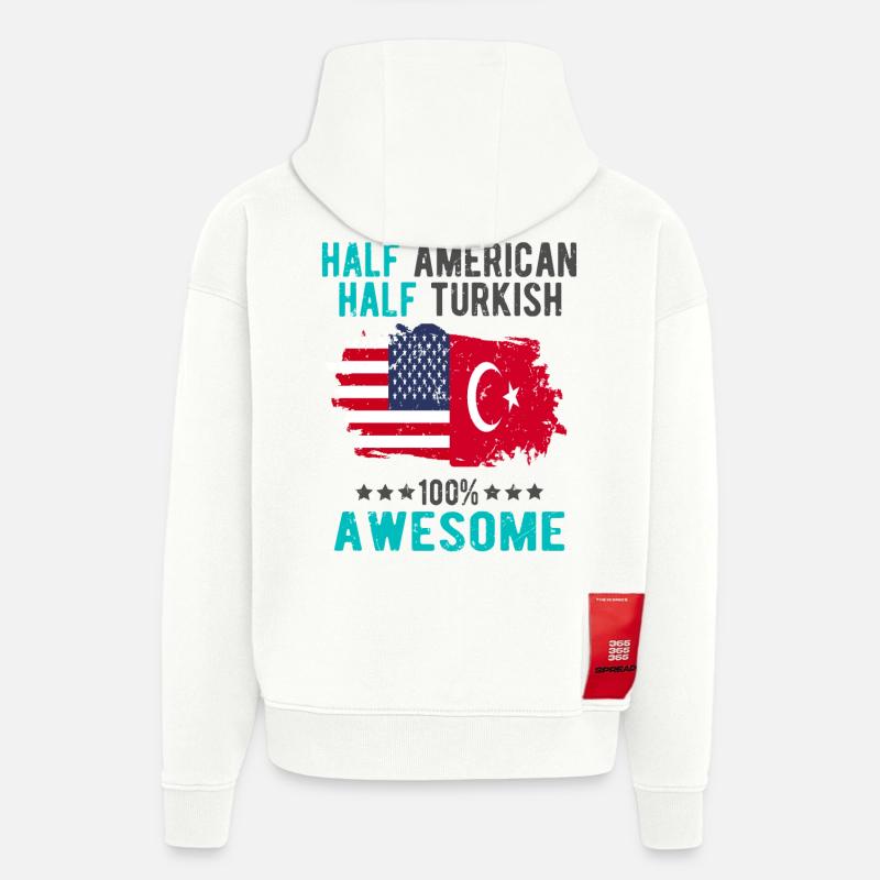 Moitié américain moitié turc - Sweat à capuche bio épais oversize fabriqué en UE - OFF WHITE