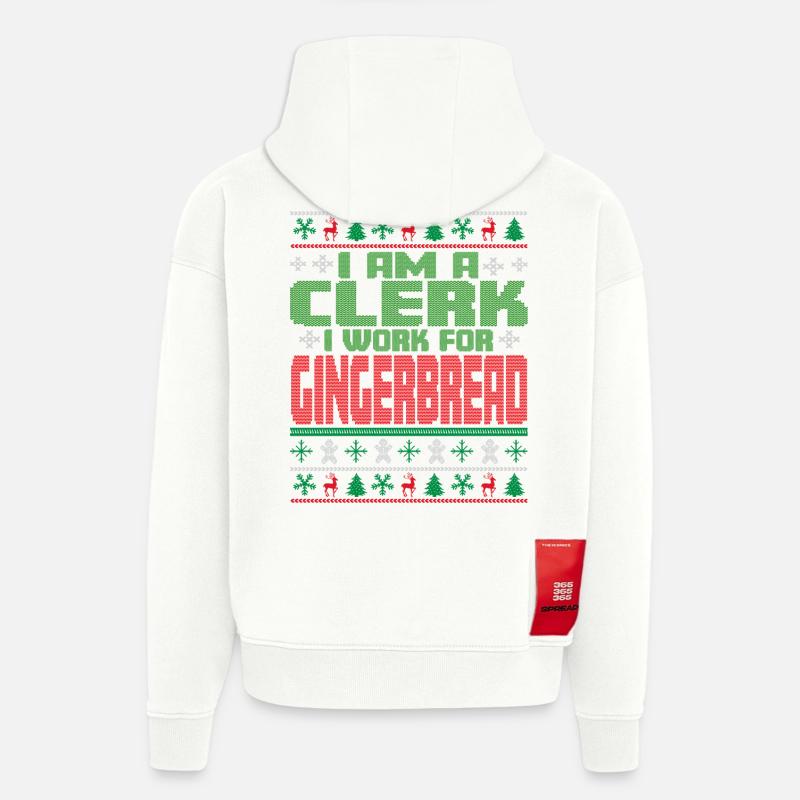 Dicton de Noël du greffier - Sweat à capuche bio épais oversize fabriqué en UE - OFF WHITE