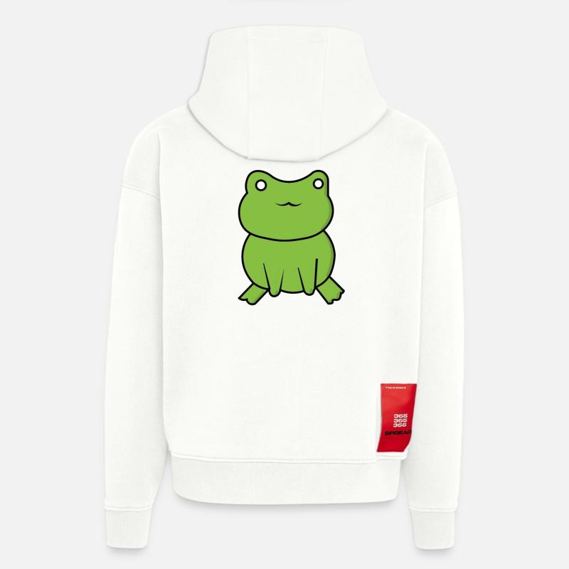 Frog Comic Drawing Funny - Sweat à capuche bio épais oversize fabriqué en UE - OFF WHITE