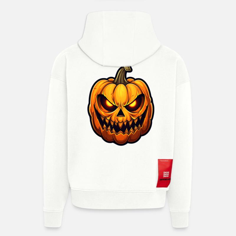 Conception de citrouille d’Halloween - Sweat à capuche bio épais oversize fabriqué en UE - OFF WHITE