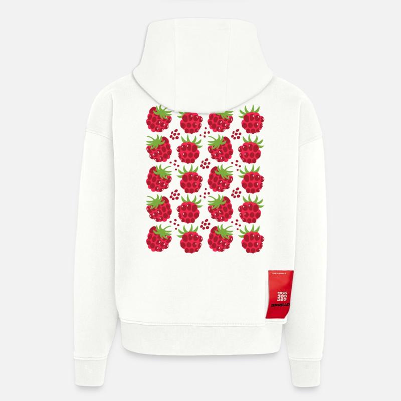 Raspberry Berries Fruit Pattern - Hoodie- made by SPREAD  - OFF WHITE