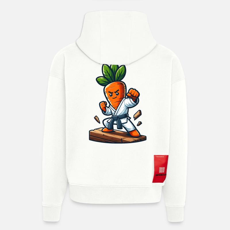 Karaté Carrot Master Fighter Pose - Sweat à capuche bio épais oversize fabriqué en UE - OFF WHITE