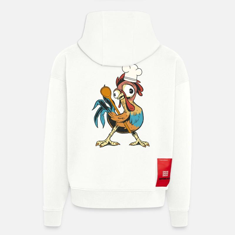 Kylling hane kokk kokker kokk matlaging kunst hobby kokk - Heavyweight Oversized Organic hettegenser produsert i EU - OFF WHITE