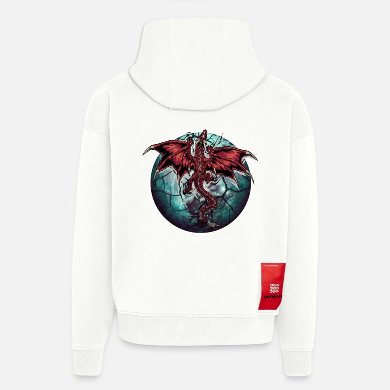 Dragon Dragon Planète Planète - Sweat à capuche bio épais oversize fabriqué en UE - OFF WHITE