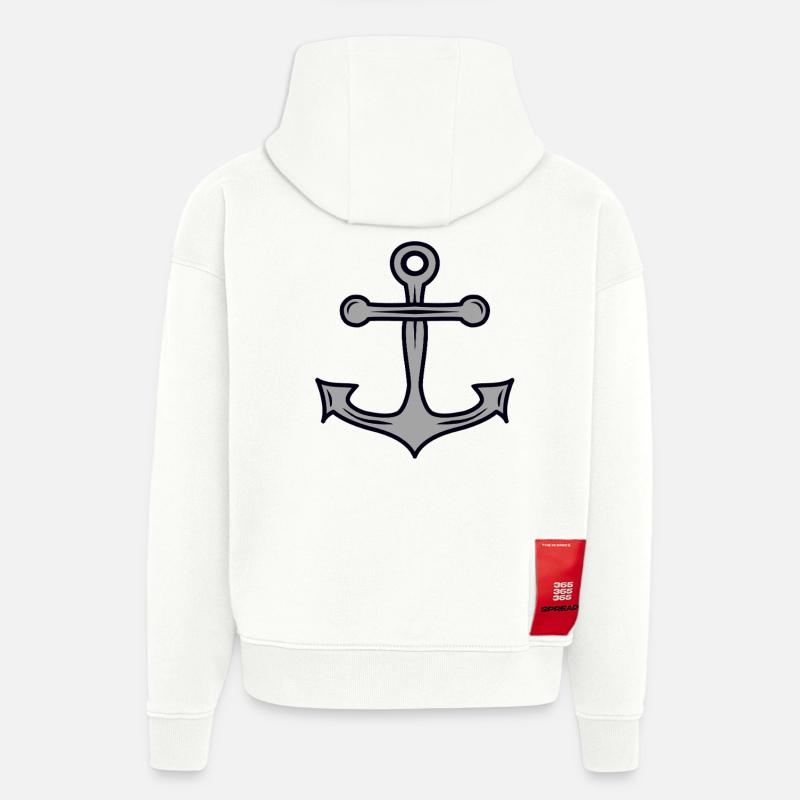 Mouillage marin côte de Seebaer - Sweat à capuche bio épais oversize fabriqué en UE - OFF WHITE