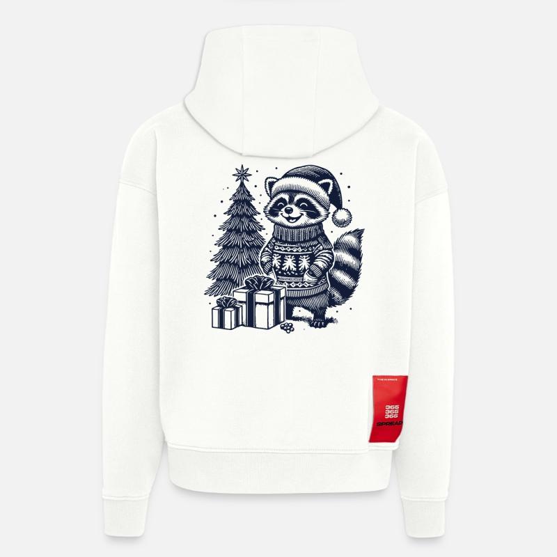 Fröhlicher Waschbär Weihnachten Pullover - Hoodie- made by SPREAD - OFF WHITE
