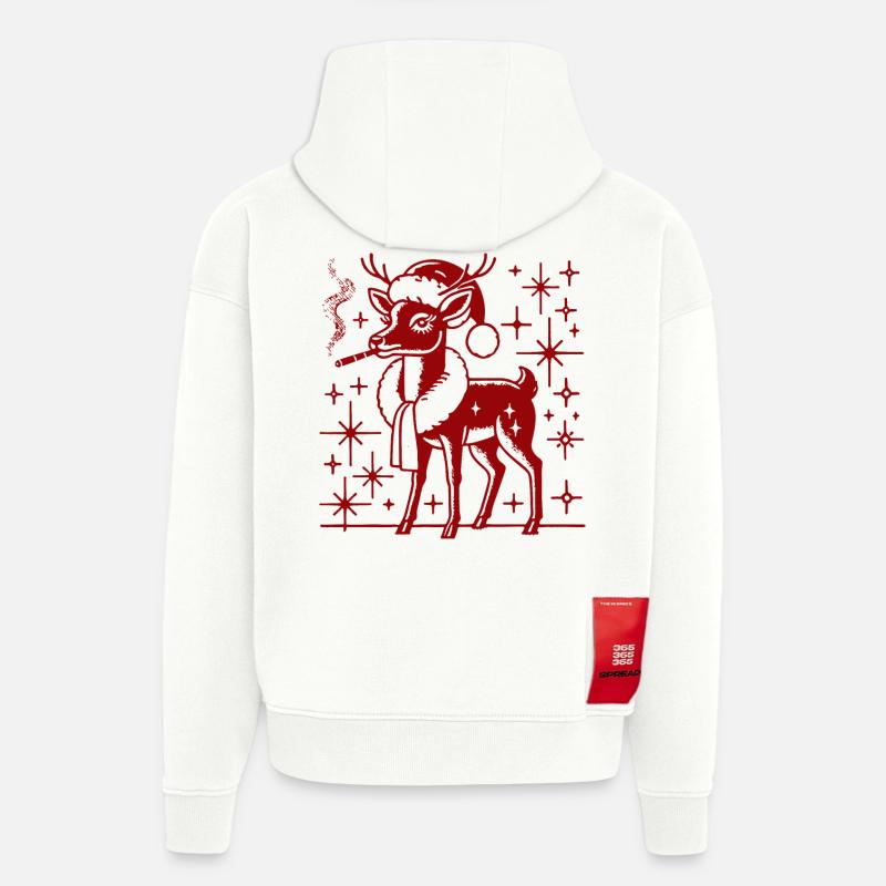 Maman renne de Noël - Sweat à capuche bio épais oversize fabriqué en UE - OFF WHITE