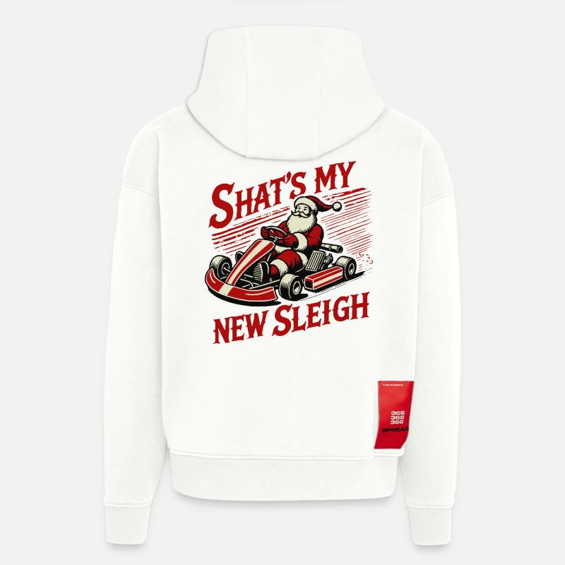 Go-Kart Drôle de Noël - Sweat à capuche bio épais oversize fabriqué en UE - OFF WHITE